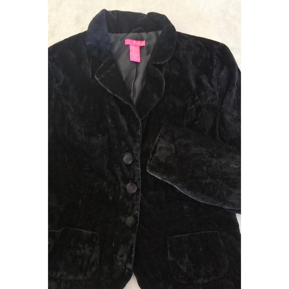 Thalia Sodi Blazer Women's L Black Crinkle Velvet Cropped Western Fairy Goth Y2K